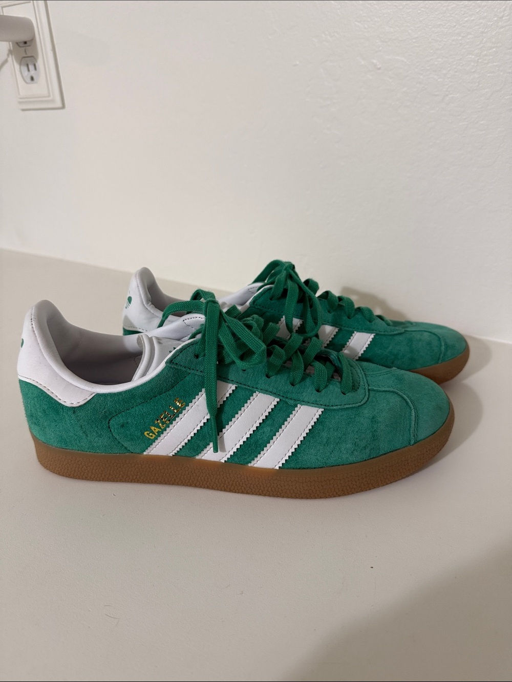 adidas Gazelle Suede Sneakers in Green, White and Gum